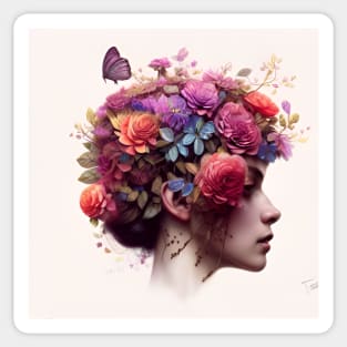 Beautiful flower hair girl Sticker